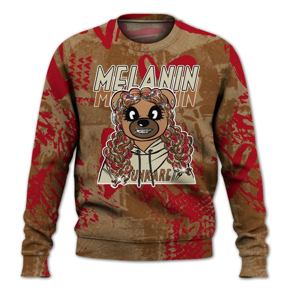 Sweatshirt To Match Archaeo Brown 5s - Pigments Bear Heart Grunge All Over Print