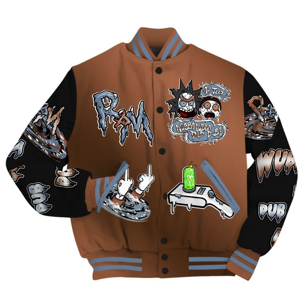 Varsity Jacket To Match Air Foamposite Metallic Copper - Wubba Rick Drip All Over Print