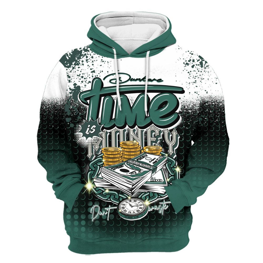 Hoodie To Match RM Oxidized Green 4s - Halftone Time Is Money All Over Print