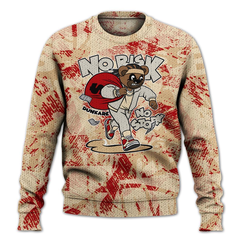 Knitted Sweater To Match Dunk Low Strawberry Waffle - Certain Bear Abstract Graffiti