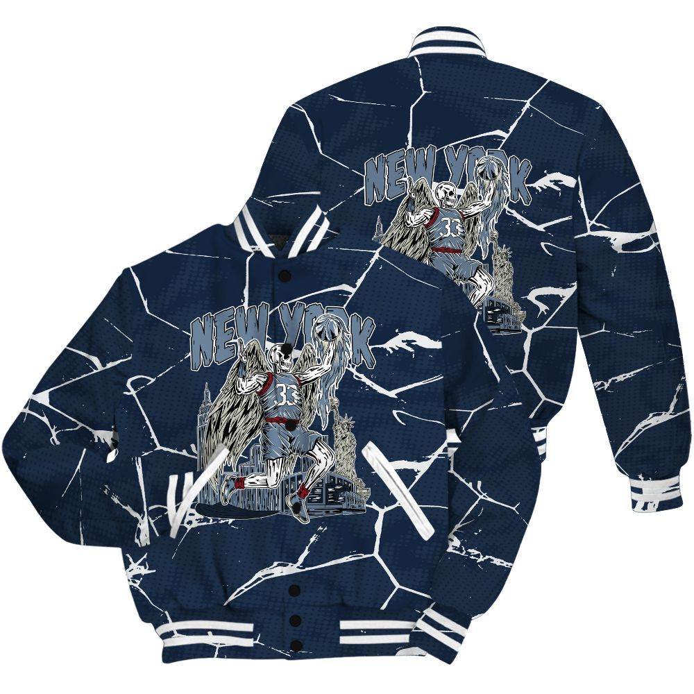Varsity Jacket To Match Retro Olympic 6s Shirt - Ewing Era Skeleton Crack All Over Print