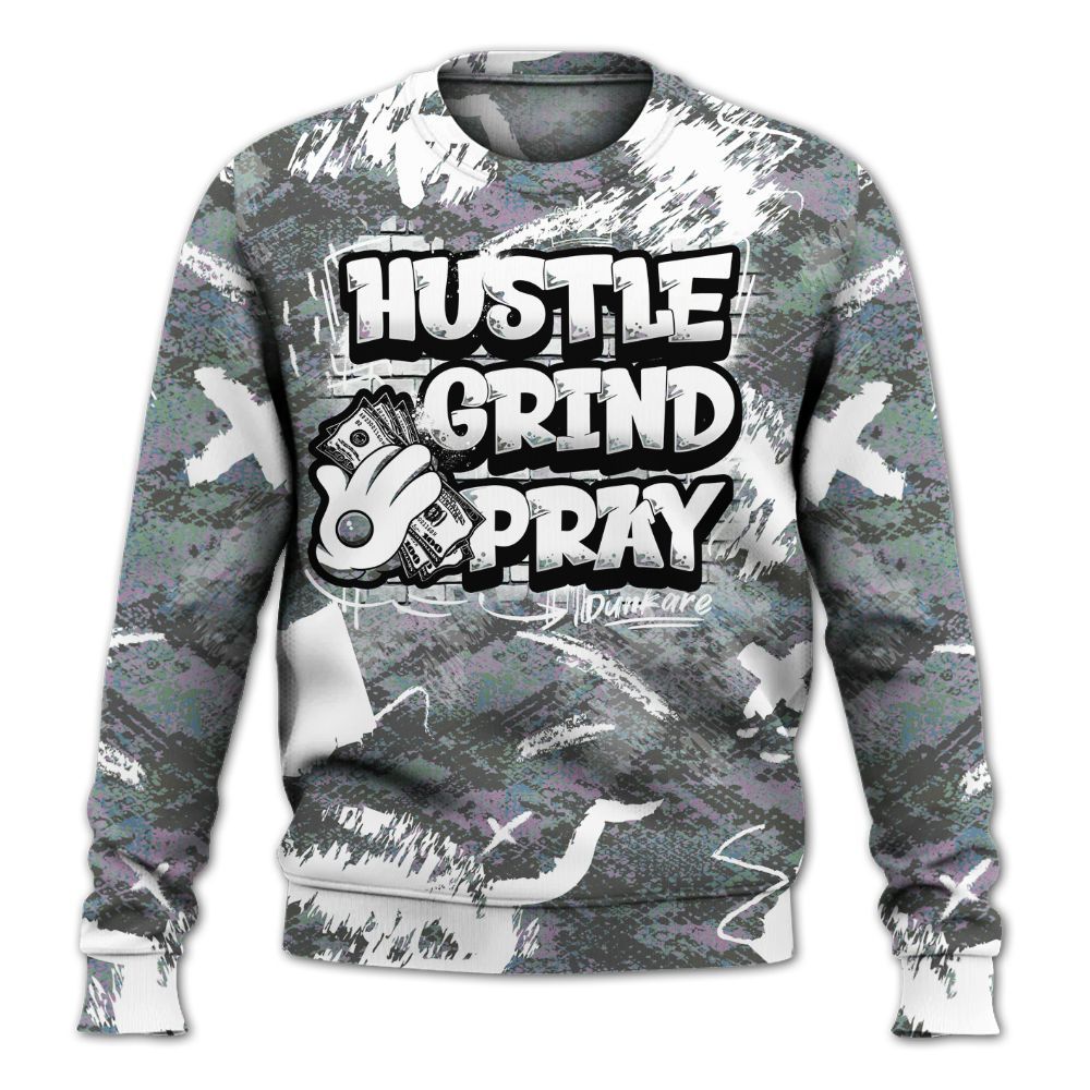 Sweatshirt To Match Low CNY Year Of The Snake 11s - Hustle Grind Pray Retro All Over Print