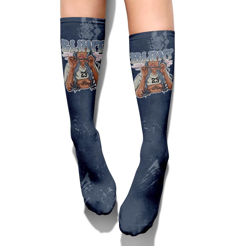 Sock To Match White Midnight Navy 6s - Bluntz Unique Circle Splash