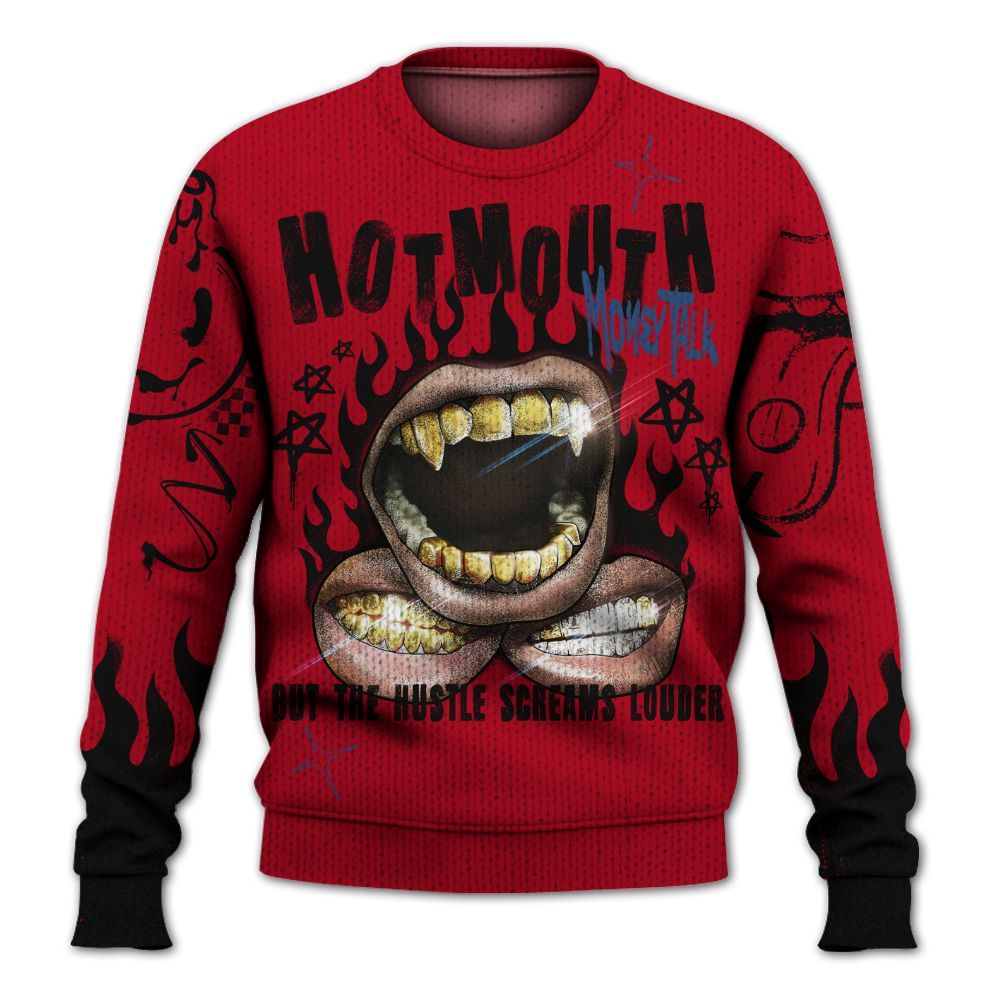 Knitted Sweater To Match Air Griffey Max Black Red Navy Blue 1s - Mouth Burning Street Style