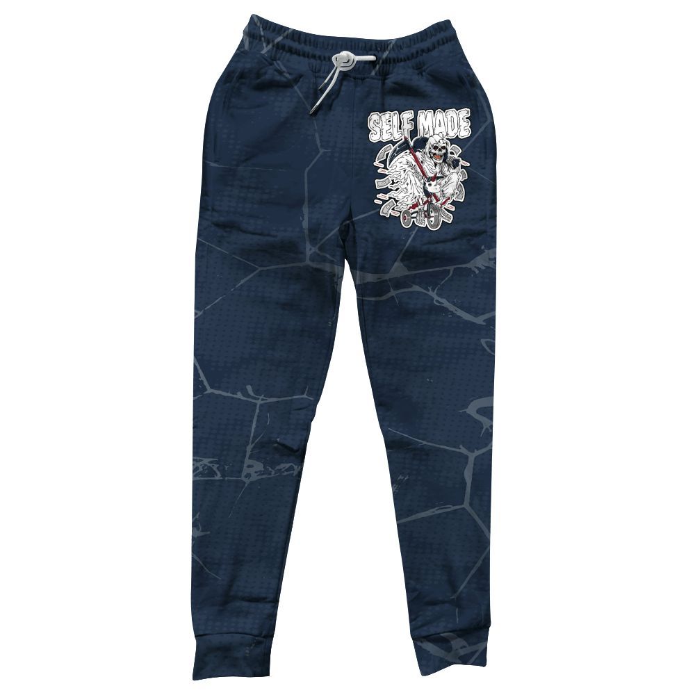 Sweatpant To Match White Midnight Navy 6s - Self Made Skeleton Crack All Over Print