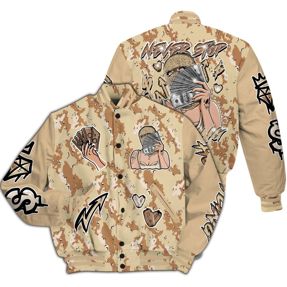 Varsity Jacket To Match Desert Camo 3s - Hustling Unique All Over Print