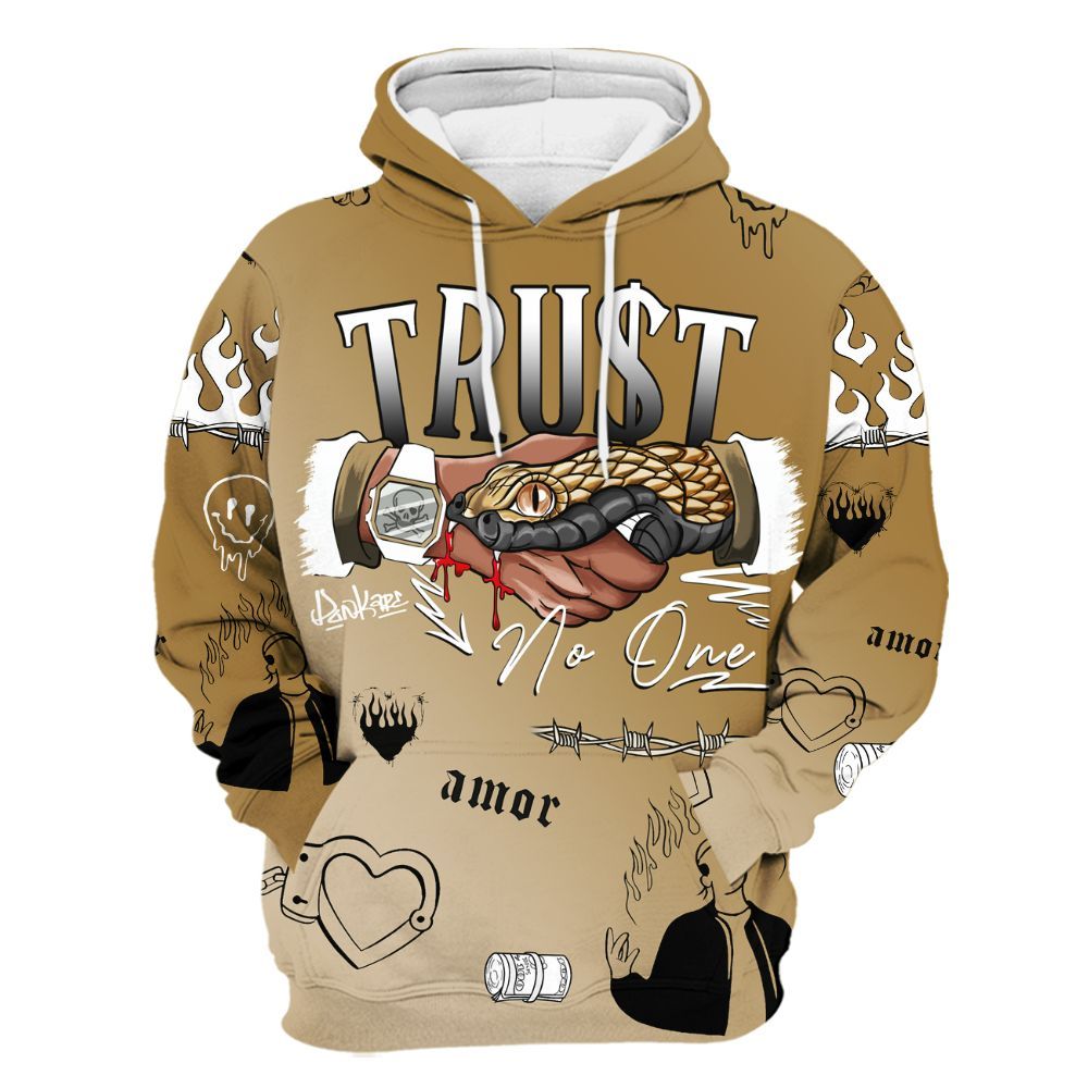 Hoodie To Match Max 96 Low Black White Gold - Snake Trust No One All Over Print
