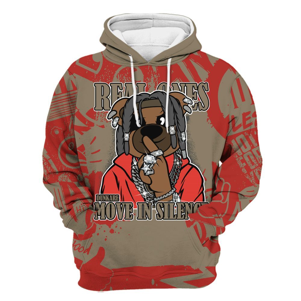 Hoodie To Match Olive 9s - Silent Achievers Bear Monogram Graffiti All Over Print