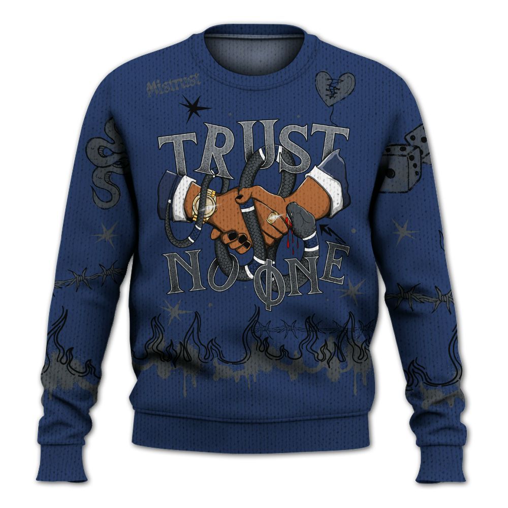 Knitted Sweater To Match Retro Flint 13s - Trust No One Snake-Bite Doodle Crayon