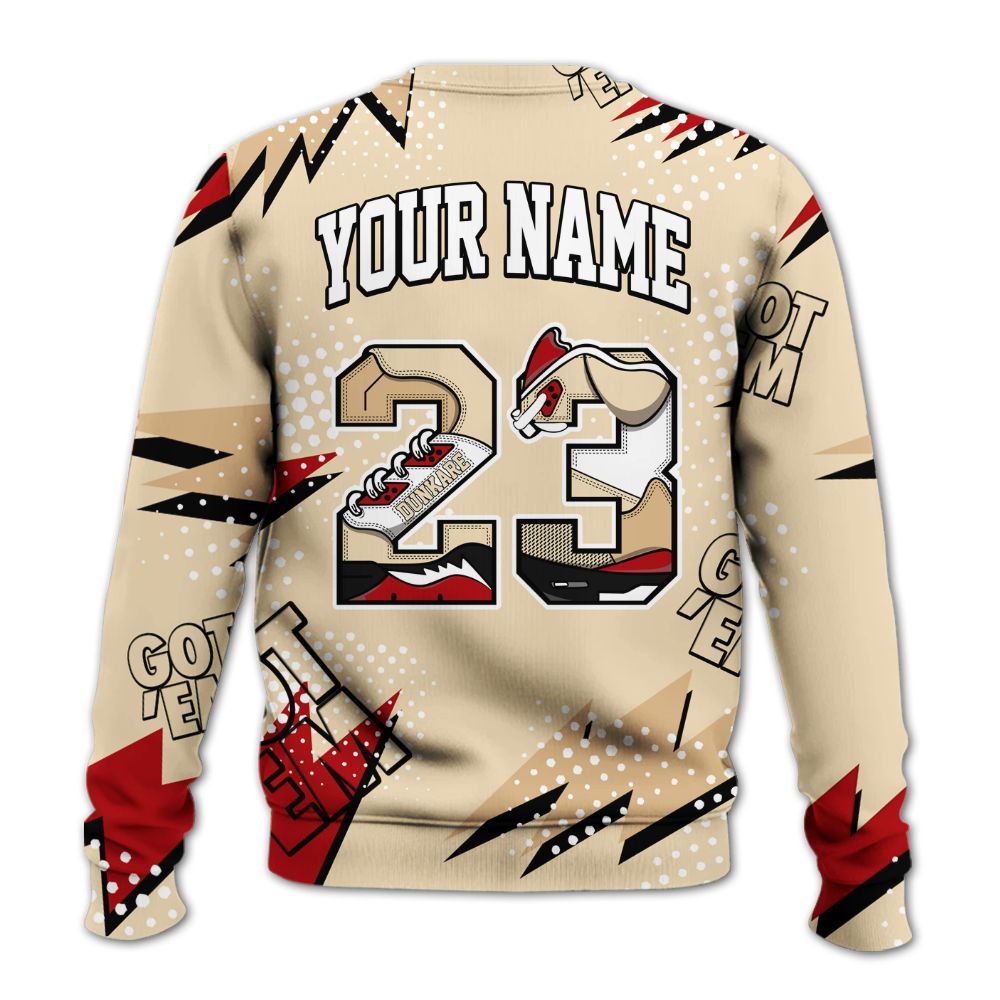 Sweatshirt To Match Dunk Low Strawberry Waffle - Custom Name Number 23 5s All Over Print