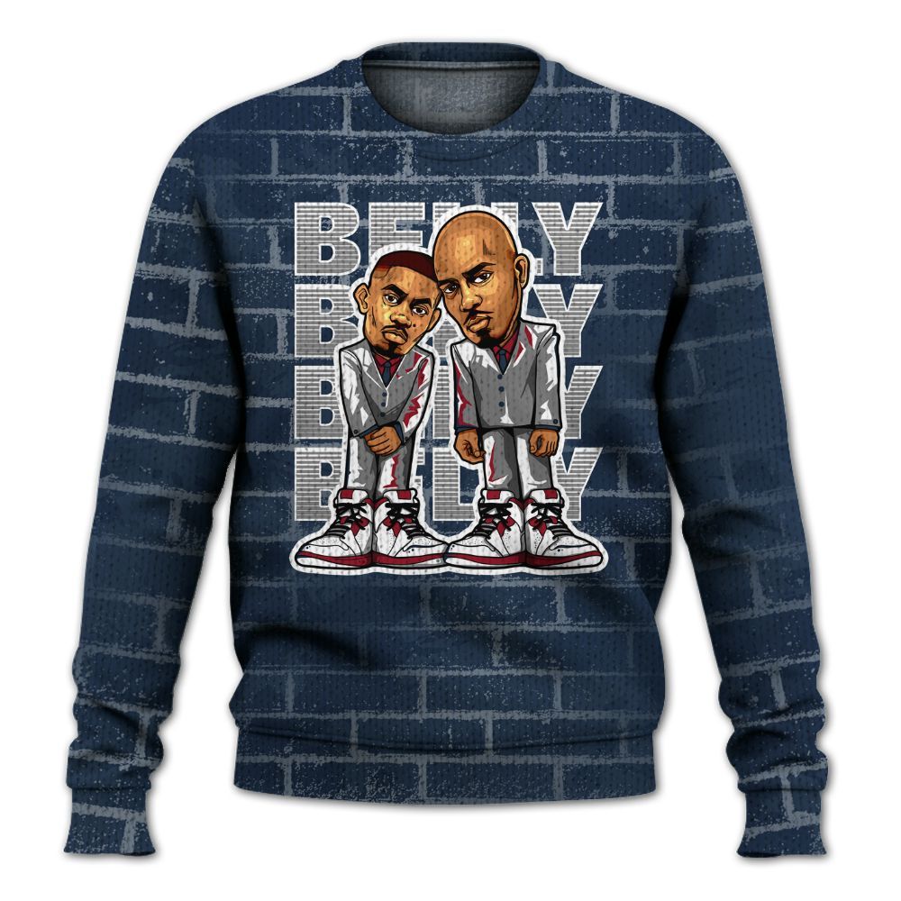 Knitted Sweater To Match White Midnight Navy 6s - Belly Sneakers Graphic Halloween