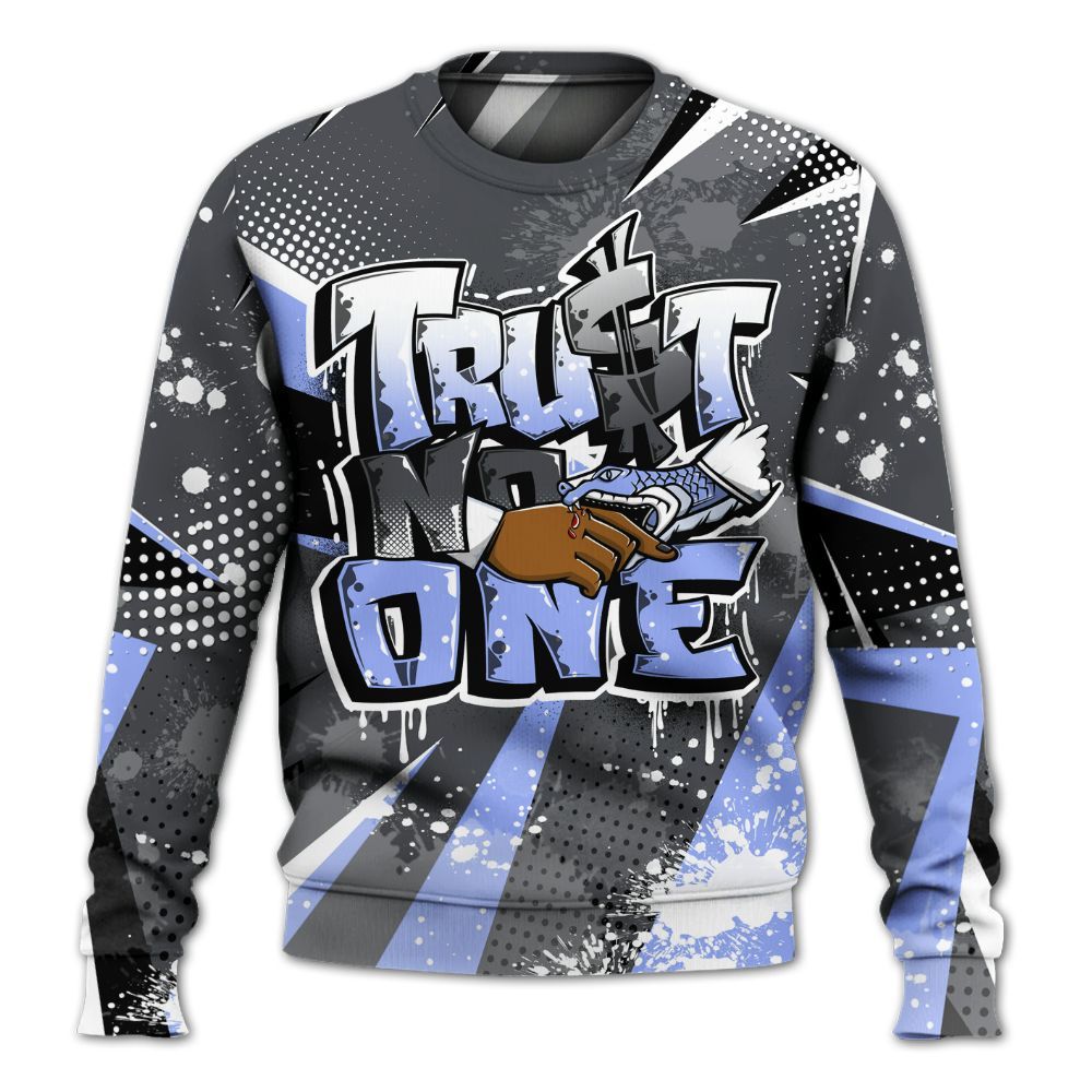 Sweatshirt To Match Retro Awake Racer Blue - Poly Trust No One Dripping All Over Print