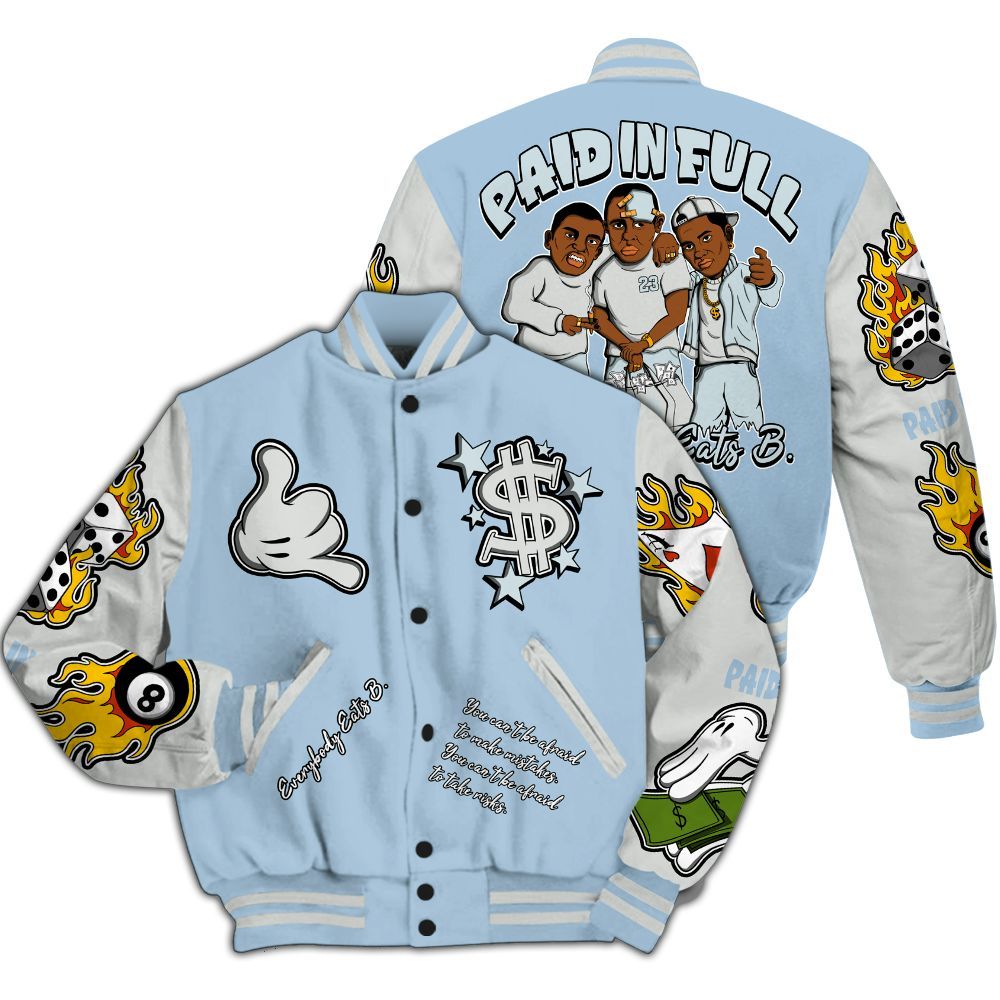 Varsity Jacket To Match Forget Me Not 4s Shirt, Funny Everybody Paid In Full Graphic All Over Print