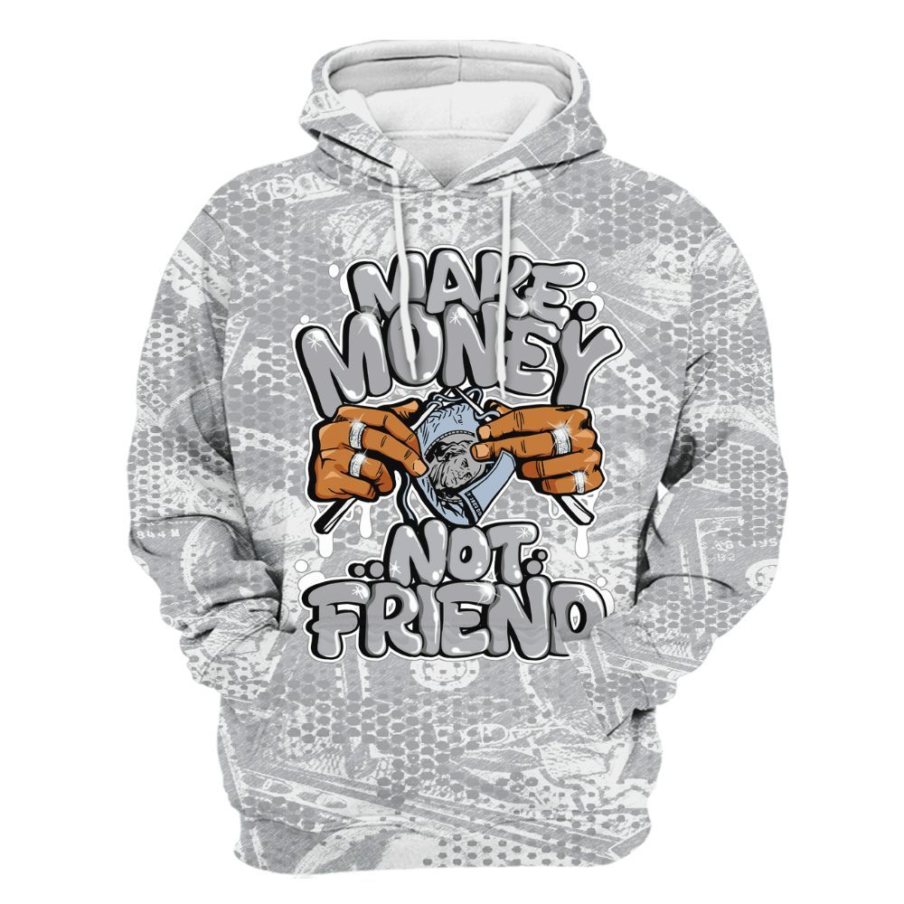 Hoodie To Match Low OG Wolf Grey 1s - Make Moneys Not Friend Graphic Banknotes All Over Print