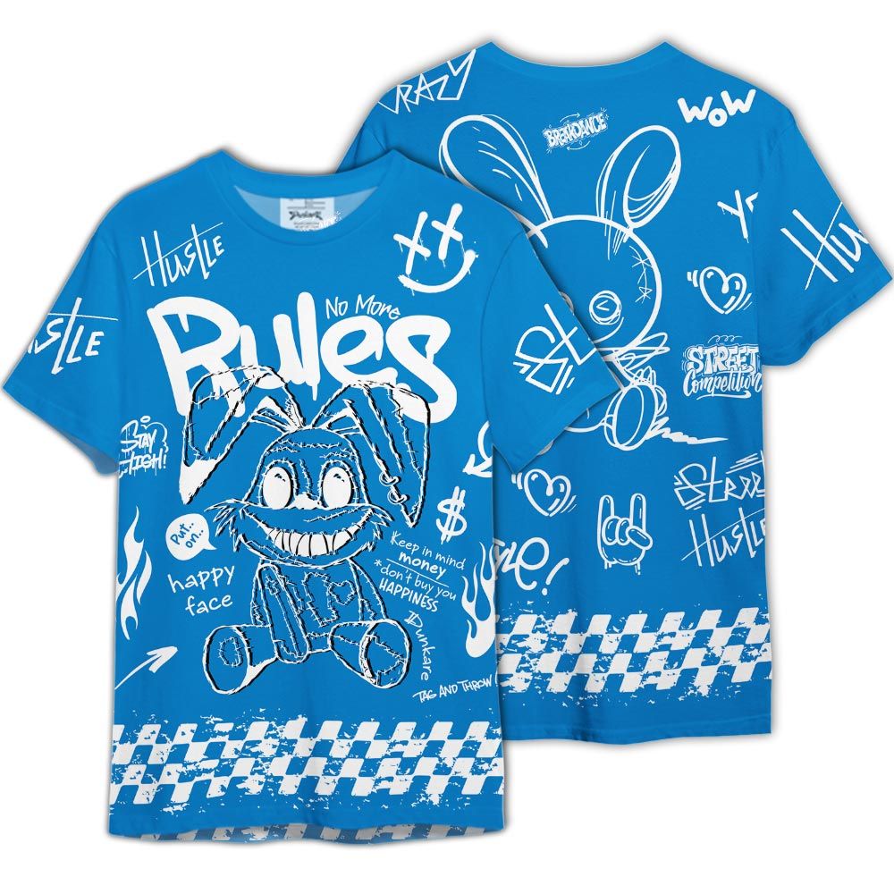 Shirt To Match Industrial Blue 4s - Graphic No More Rules Shirt Military Blue 4s Outfit