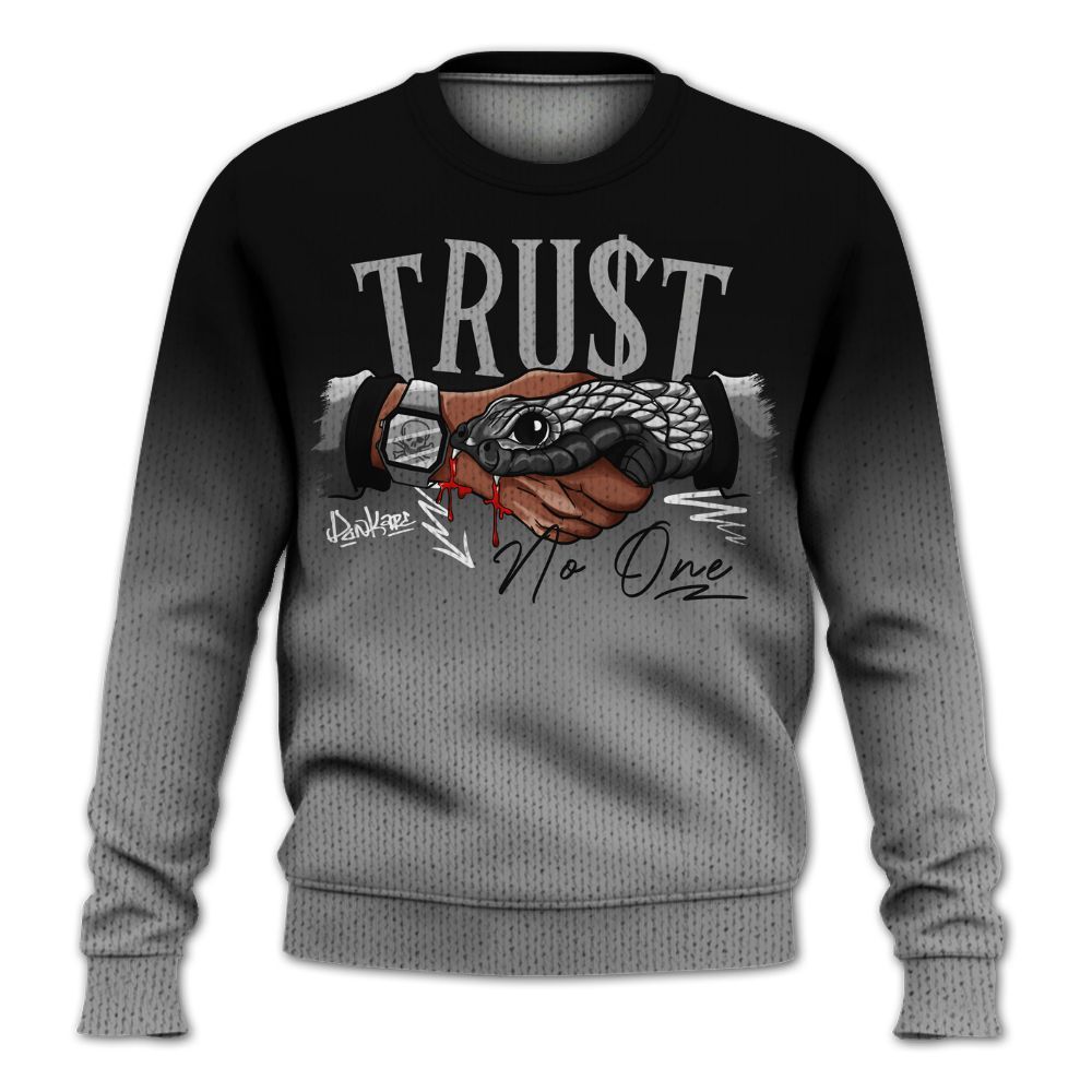 Knitted Sweater To Match Black Wolf Grey 12s - Snake Trust No One Drip