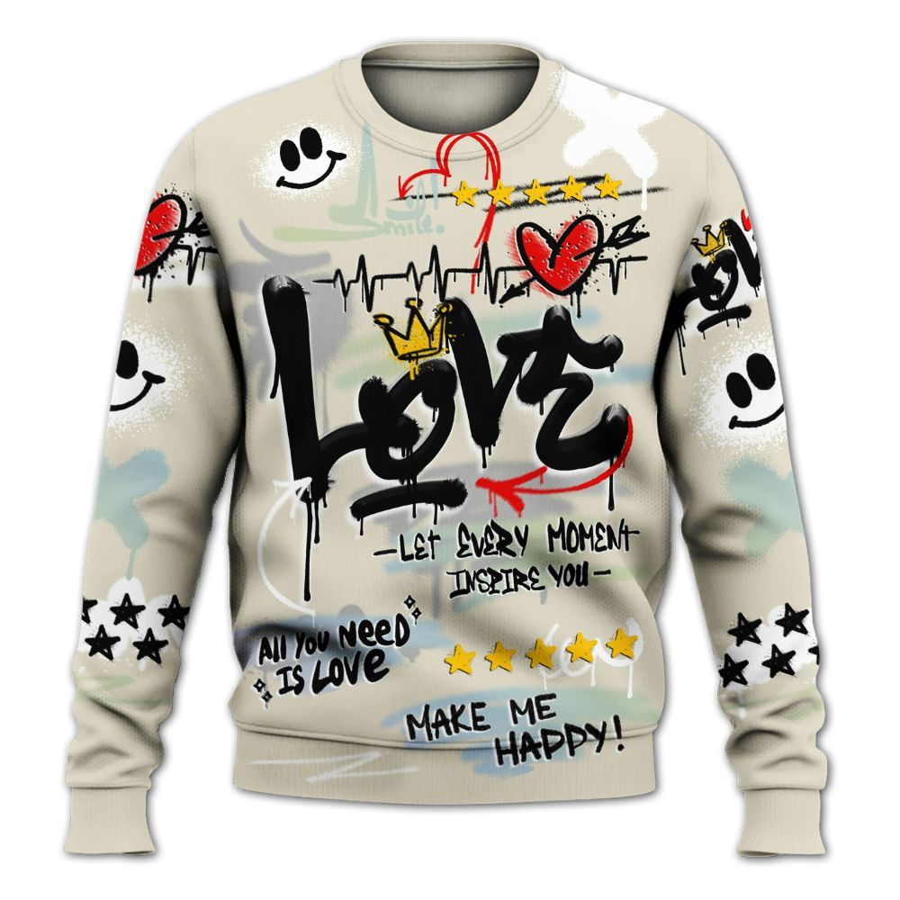 Sweatshirt To Match Joins Year Of The Snake 5s - Happy Love Beats Graffiti Streetwear All Over Print