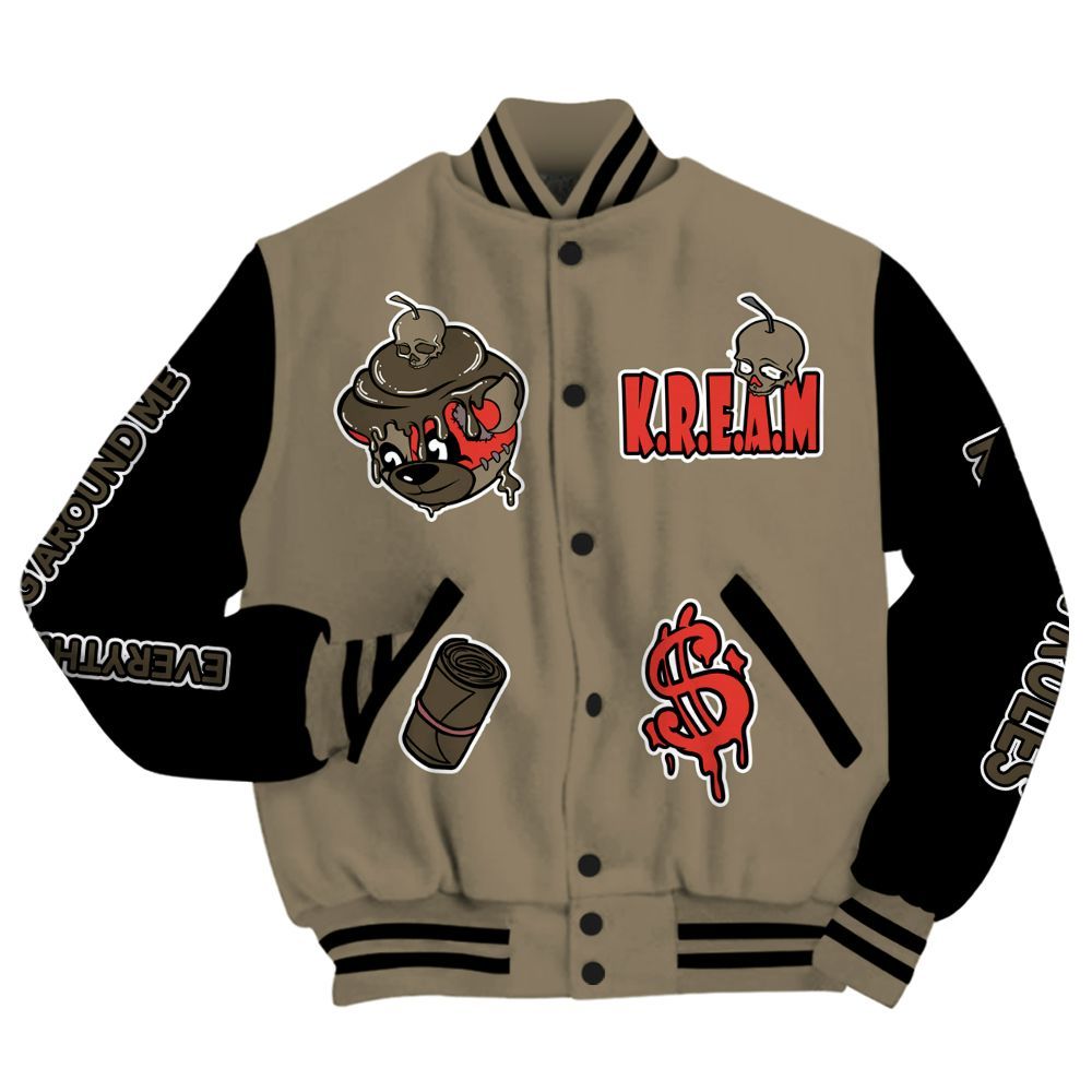 Varsity Jacket To Match Olive 9s - Loot Bear All Over Print