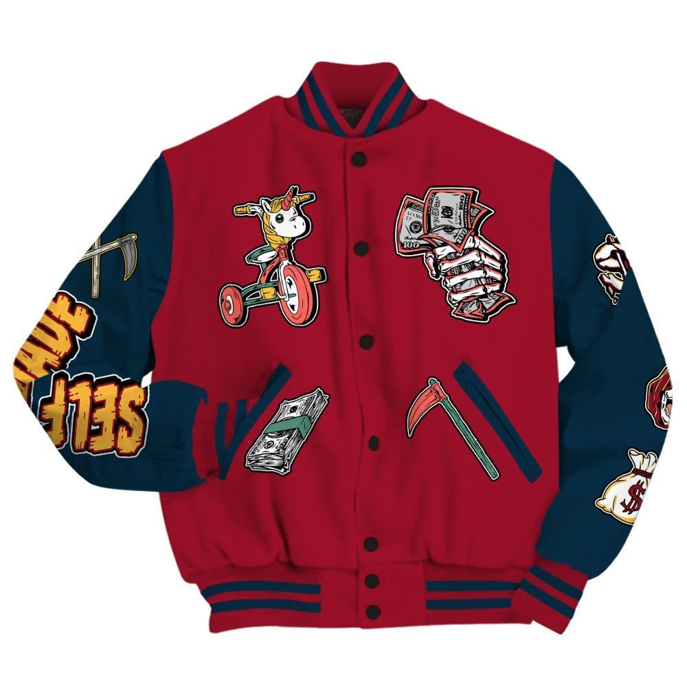 Varsity Jacket To Match Mid Multi Color 2022 1s - Self Make Skeleton All Over Print