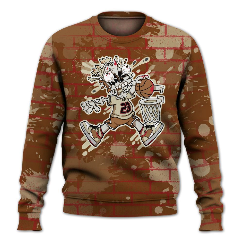 Sweatshirt To Match Archaeo Brown 5s - 85's Dunks Graphic Halloween All Over Print