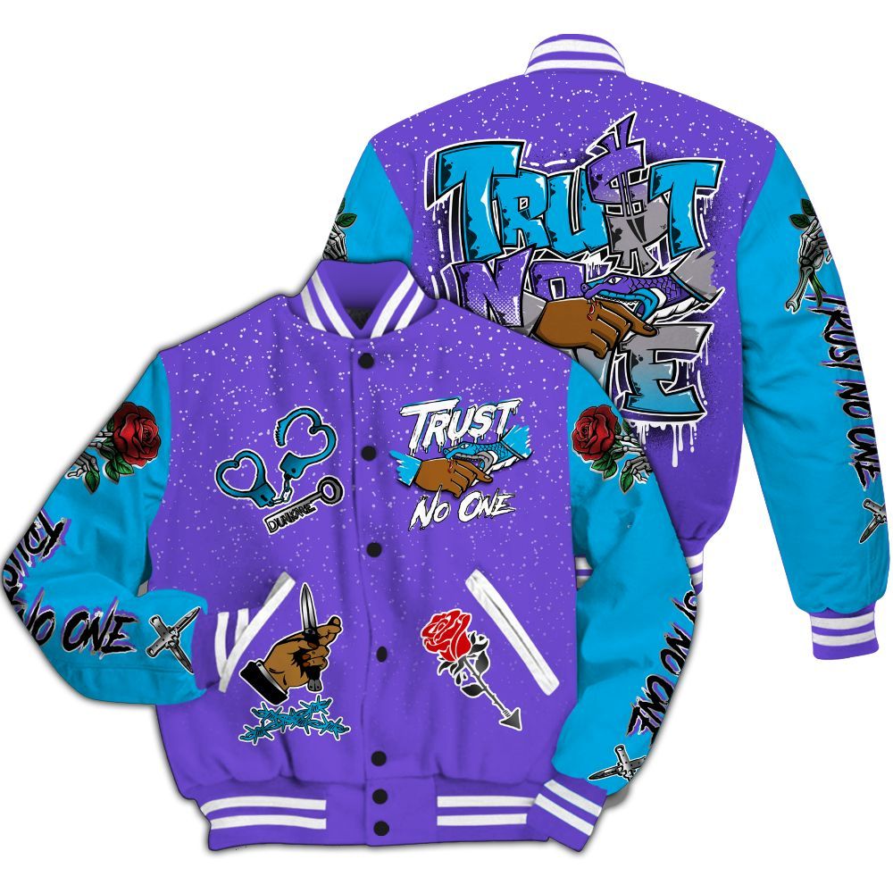 Varsity Jacket To Match Retro Aqua 8s - Trust No One Dripping All Over Print