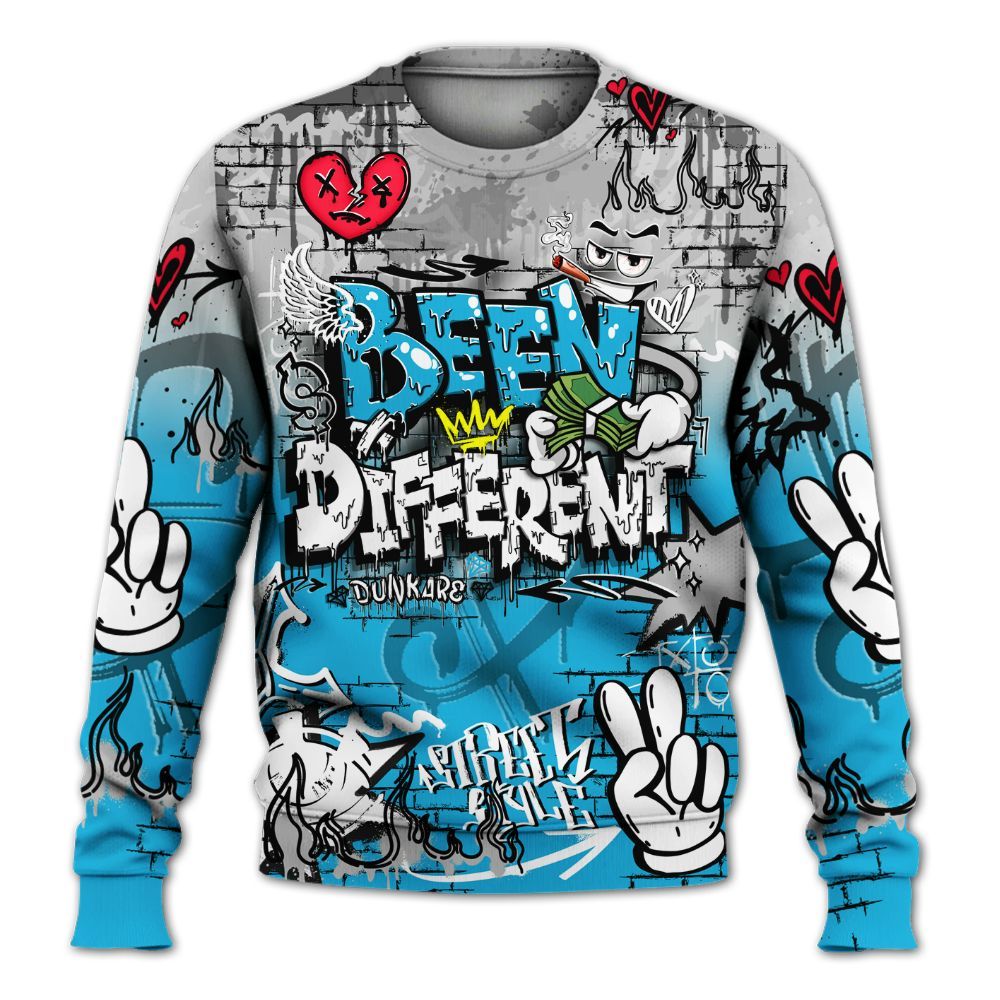 Sweatshirt To Match Black University Blue 2026 14s - Been Dif2erent Drip Graffiti All Over Print