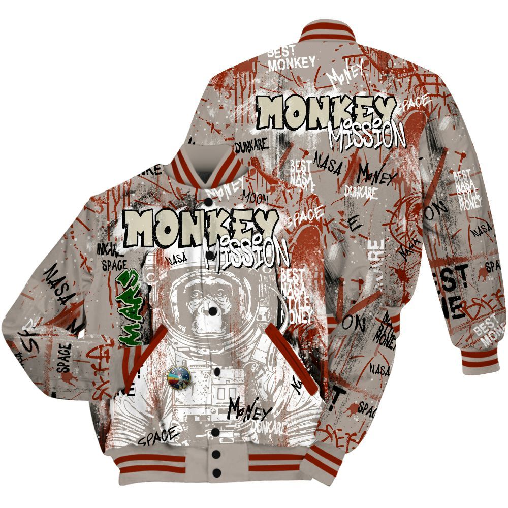 Varsity Jacket To Match El Grito 5s Shirt, Monkey Misson Space All Over Print