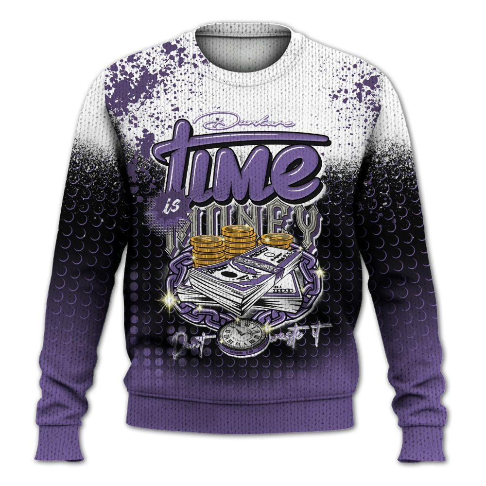 Knitted Sweater To Match Dunk Low Black Raspberry - Halftone Time Is Money