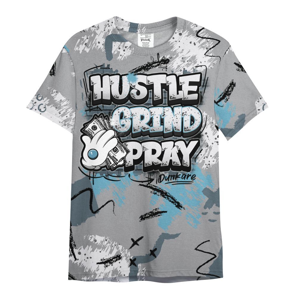 Shirt To Match Retro Light Graphite Wolf Grey 5s - Hustle Grind Pray Graphic Street Style All Over Print