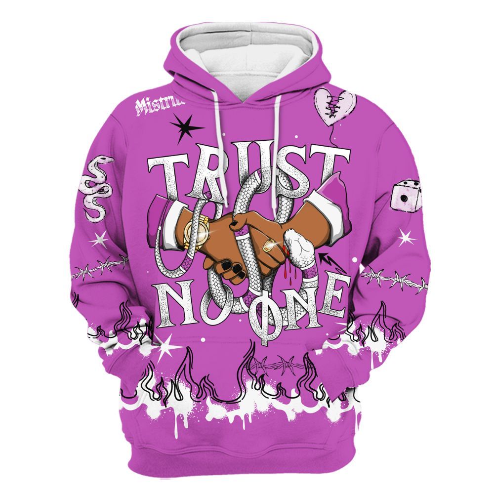 Hoodie To Match Hyper Violet 4s - Trust No One Snake-Bite Doodle Crayon All Over Print