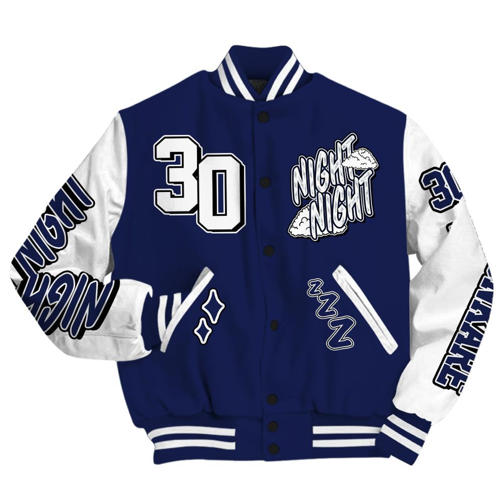 Varsity Jacket To Match Midnight Navy 11s - Seeya Skeleton All Over Print