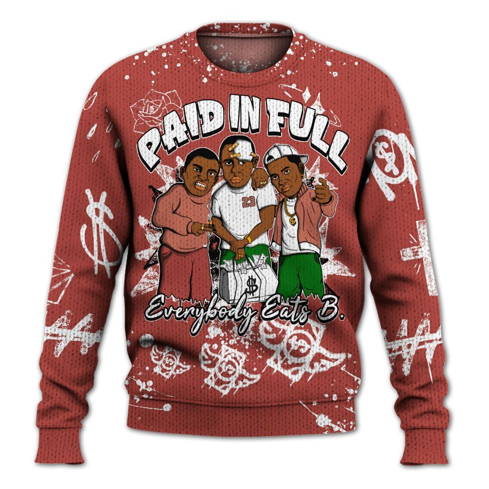Knitted Sweater To Match Dune Red 13s - Everybody Paid In Full Crayon