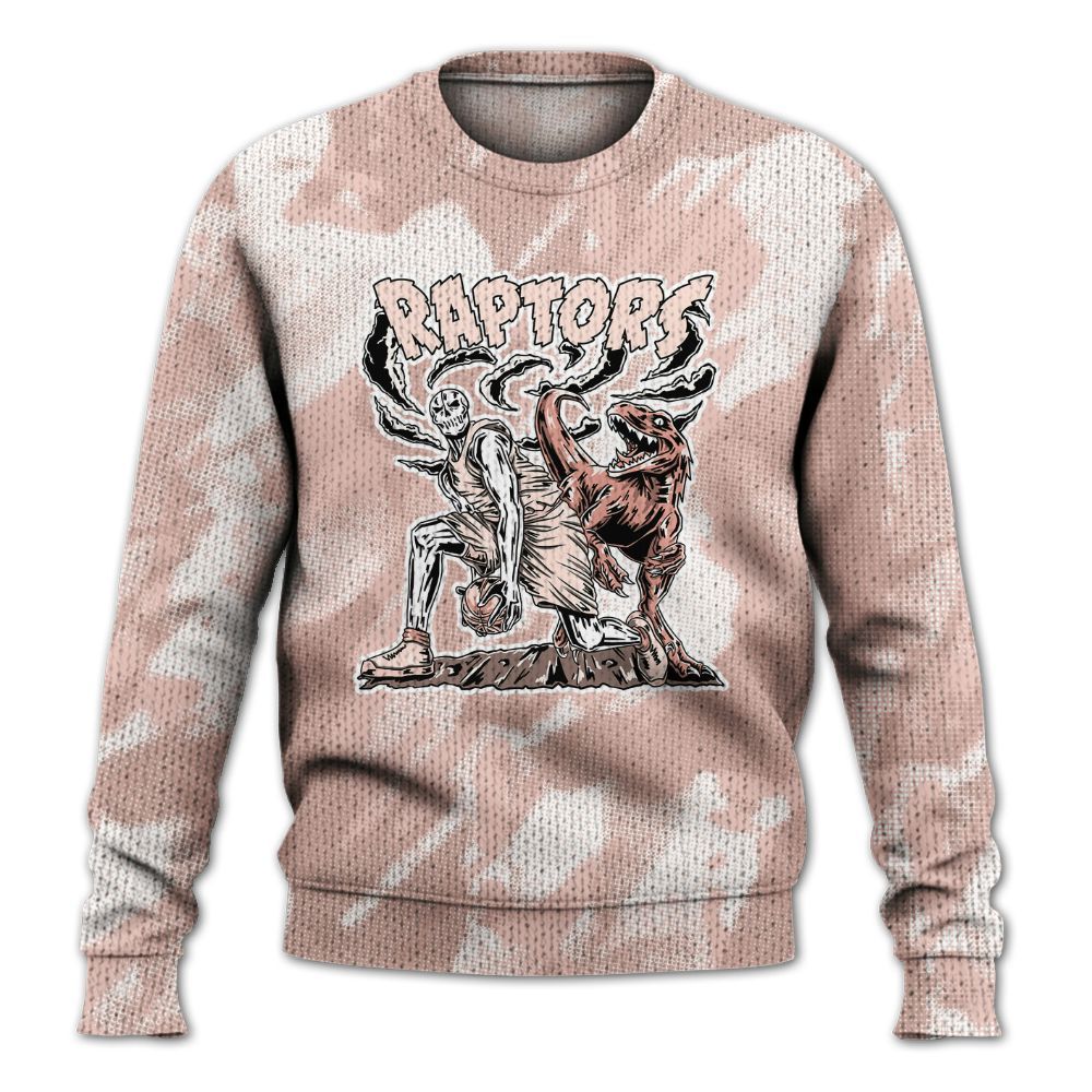 Knitted Sweater To Match Low Legend Pink 11s - Raptors Skeleton Abstract Halftone