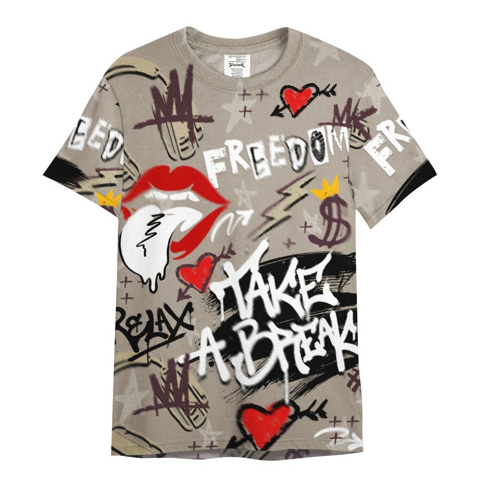 Shirt To Match AMM Retro Phantom 4s - Take Break Freedom Graffiti Streetwear All Over Print