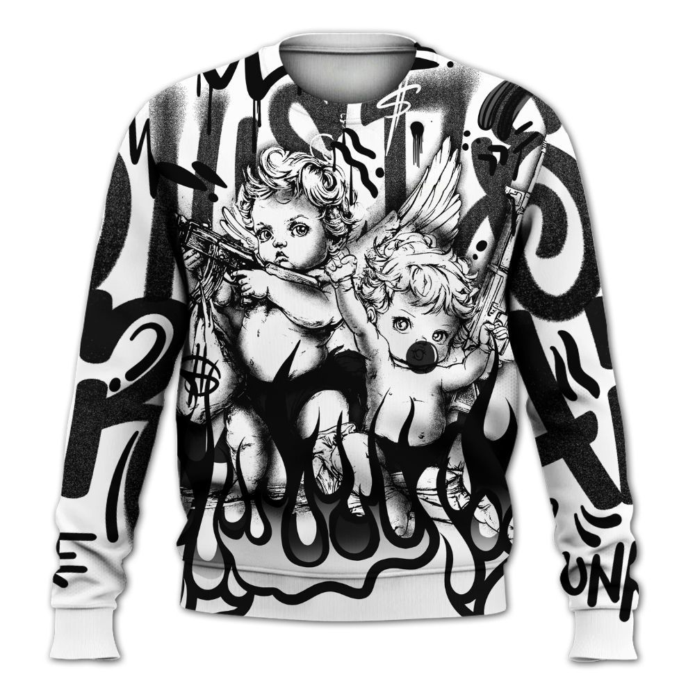 Sweatshirt To Match White Thunder 4s - Angel Hustle Hard All Over Print