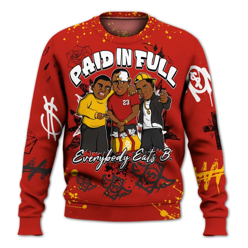 Sweatshirt To Match Ferrari 4014s - Everybody Paid In Full Crayon All Over Print