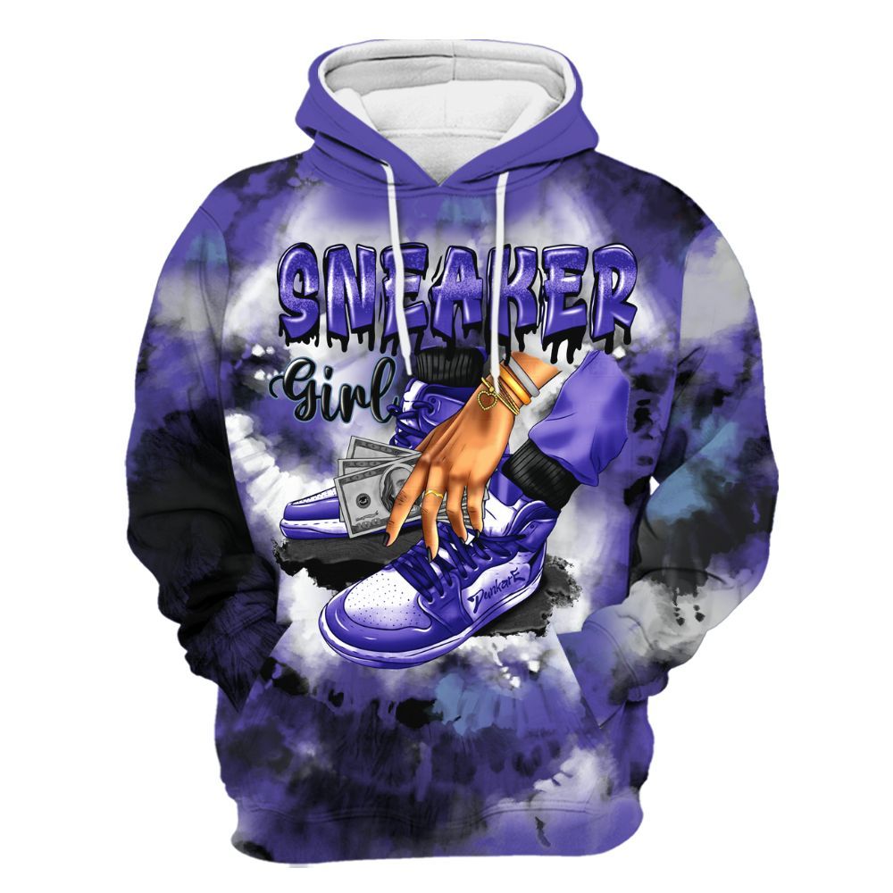 Hoodie To Match Retro Concord 5s - SNEAKER Girl Money Drip Tie Dye All Over Print