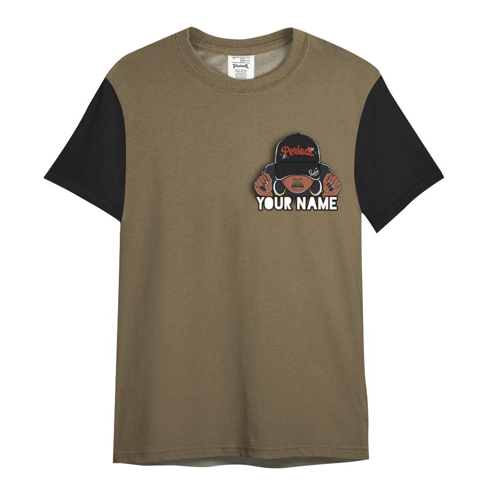 Shirt To Match Olive 9s Varsity Jacket, Custom Name Black Girl All Over Print