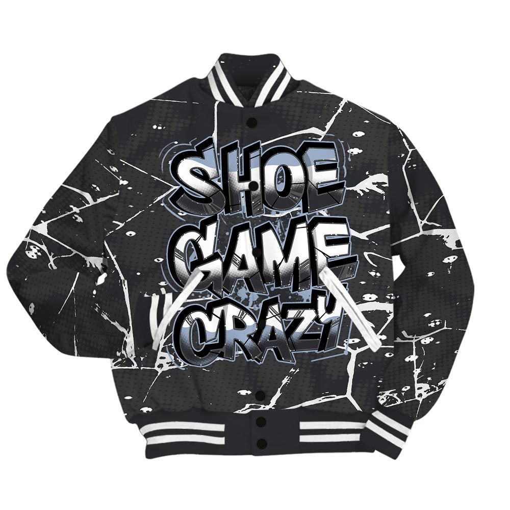 Varsity Jacket To Match Reverse Black White 6s - Shoe Game Crazy White Graphic Crack Varsity Jacket Unisex