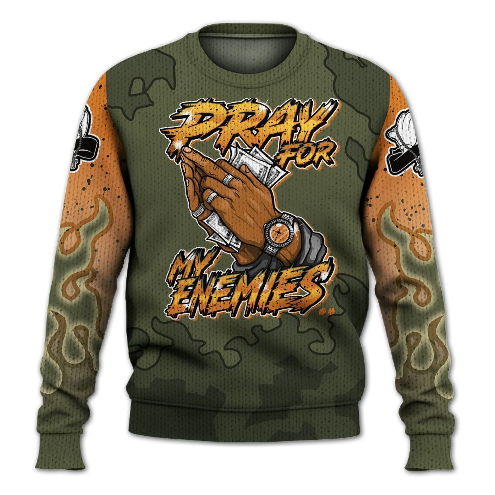 Knitted Sweater To Match Olive 5s - Prayed For Enemies Graphic Blessing