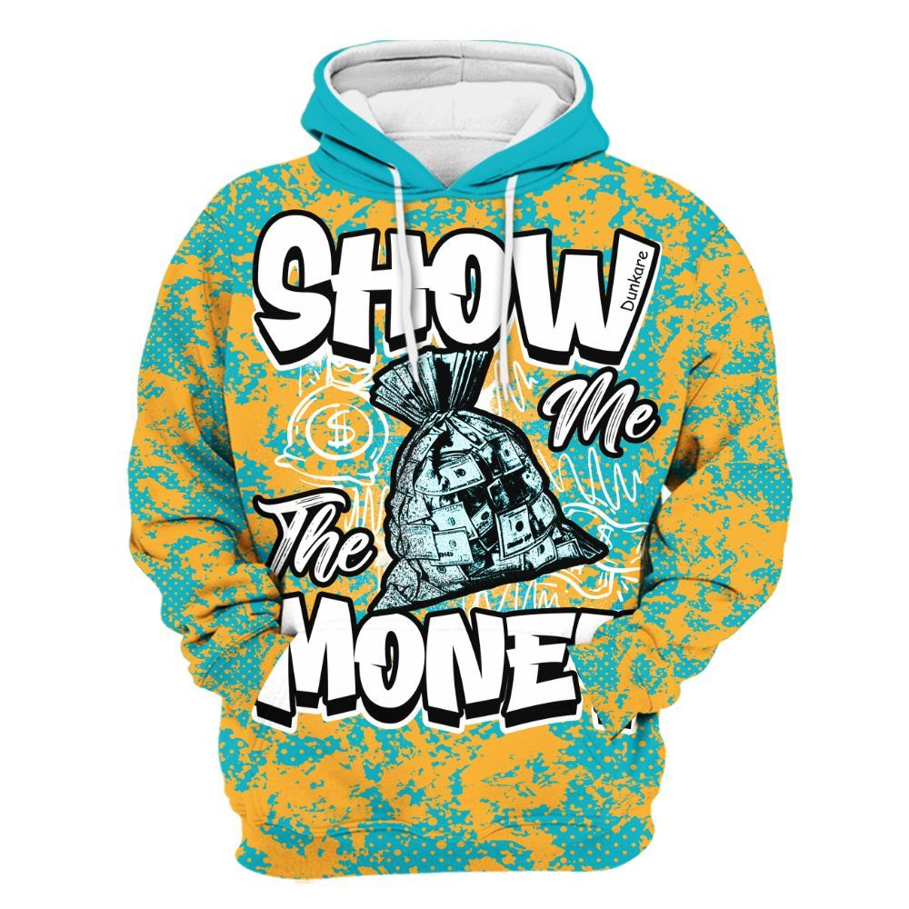 Hoodie To Match Retro Aqua 5s - Show Me The Money Retro All Over Print