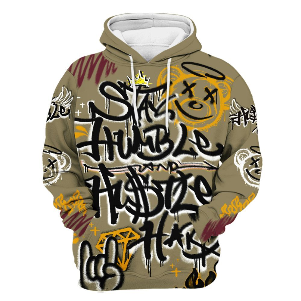 Hoodie To Match Black Olive 7s - Humble Drip Streetwear Graffity All Over Print