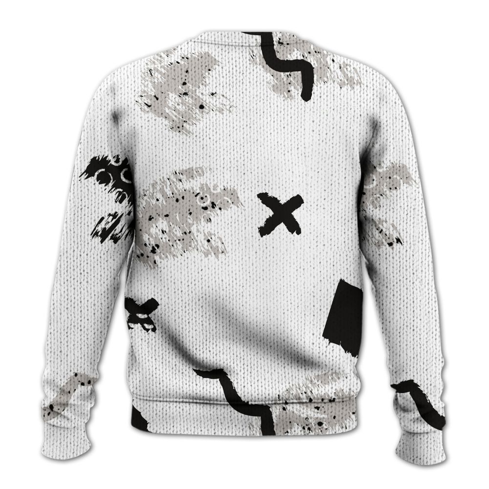 Knitted Sweater To Match Retro Reverse Metallic 5s - Hustle Grind Pray Graphic Street Style