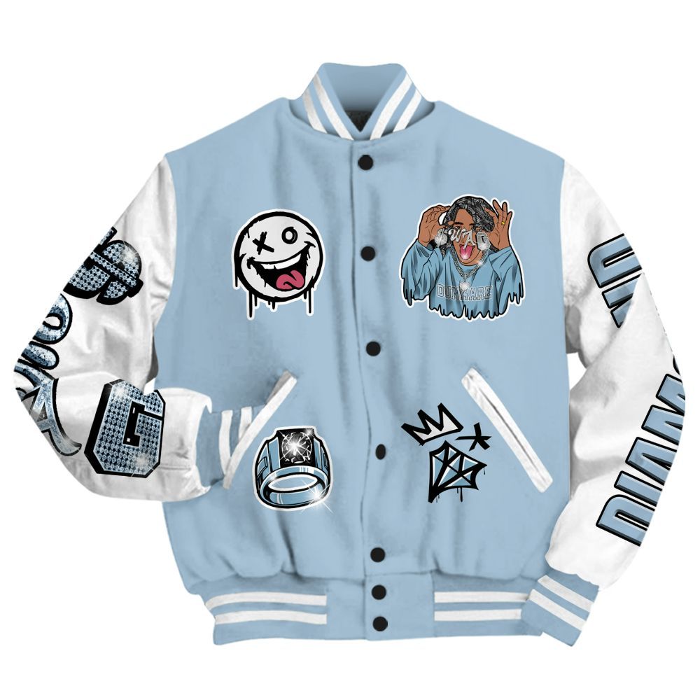 Varsity Jacket To Match Mid Ice Blue 1s - Pressures Makes Varsity Jacket To Match All Over Print
