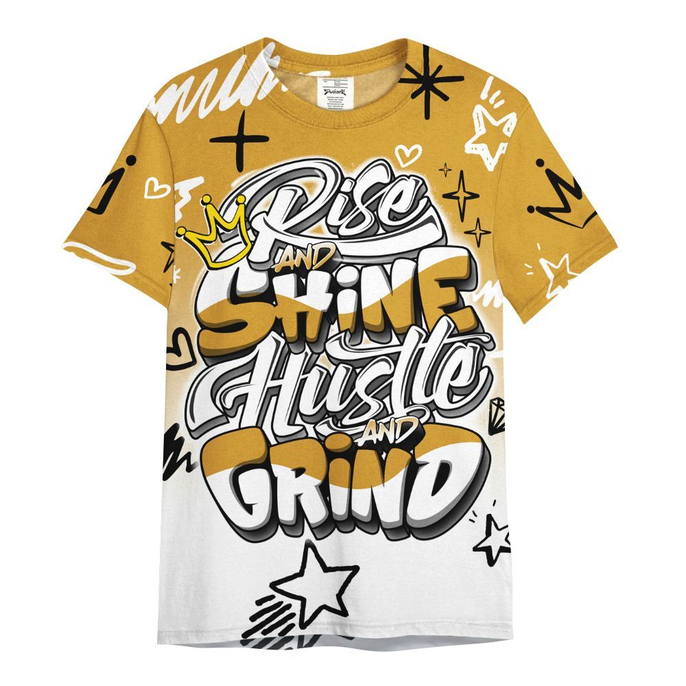 Shirt To Match Dunk Low Wheat Pale Ivory - Rise Shine Hustle Grind All Over Print