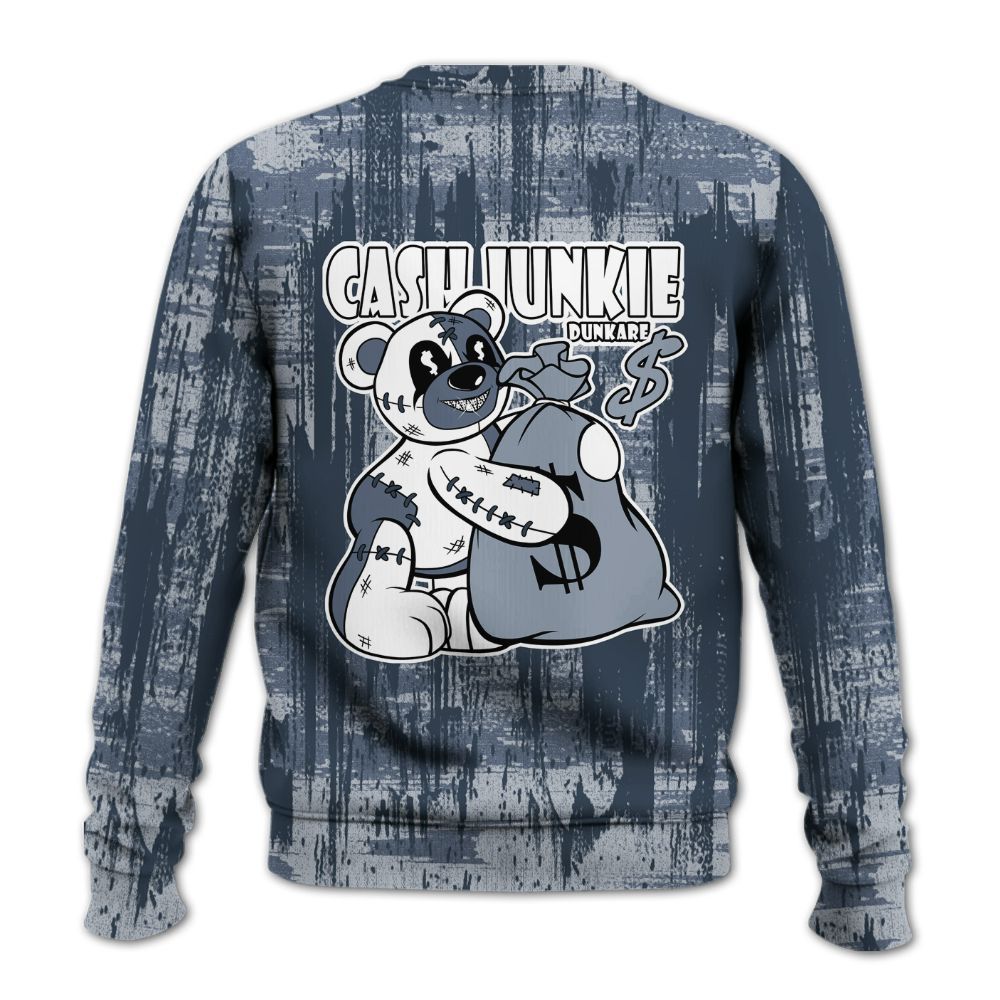Sweatshirt To Match Low Diffused Blue 11s - Cashs Junkie Bear Glitch Art All Over Print