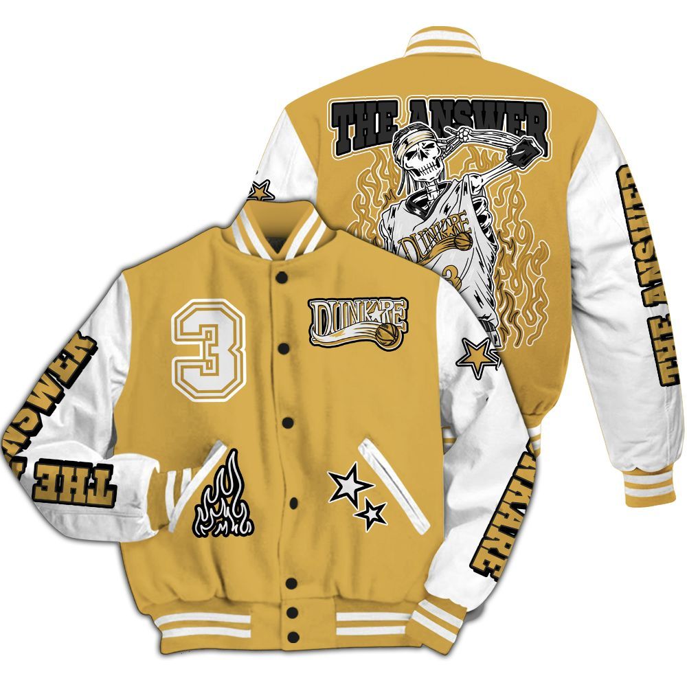 Varsity Jacket To Match Retro Light Ginger 14s - Allen Answer Skeleton All Over Print