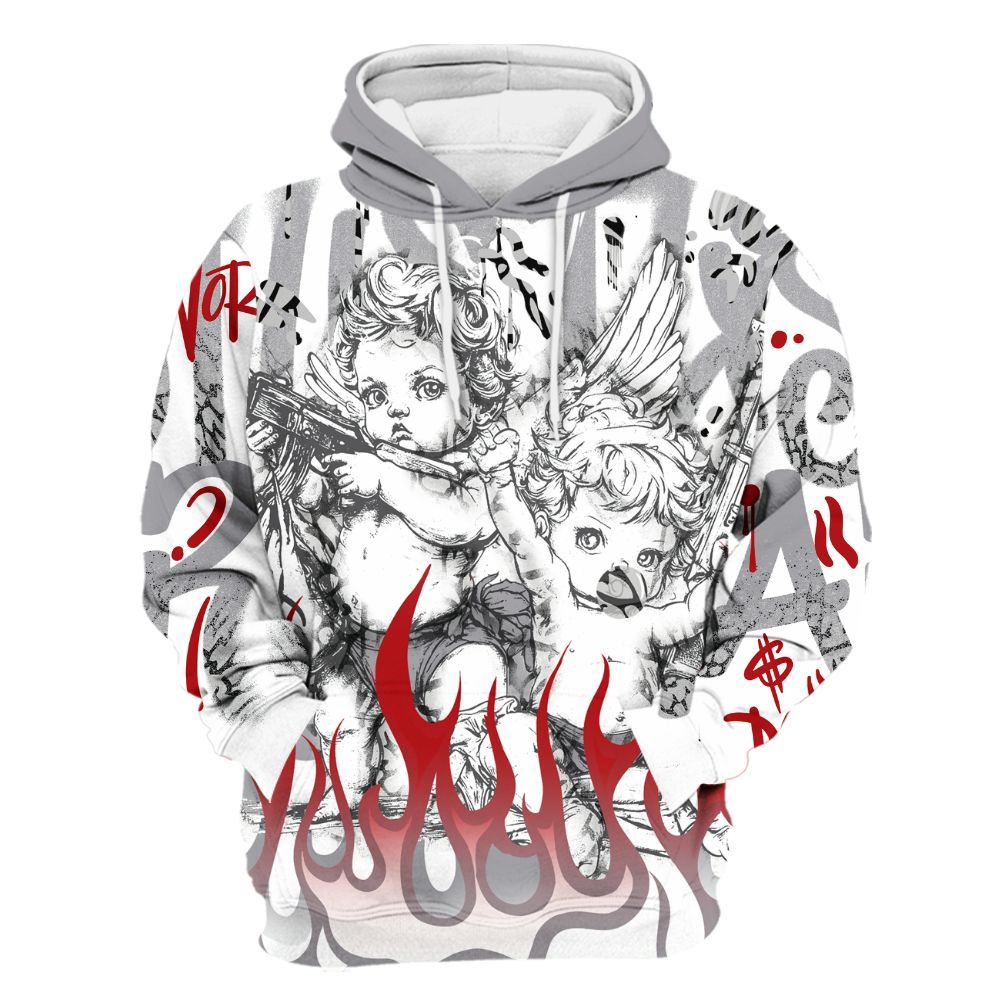 Hoodie To Match Cement Grey 3s - Angel Hustle Hard All Over Print