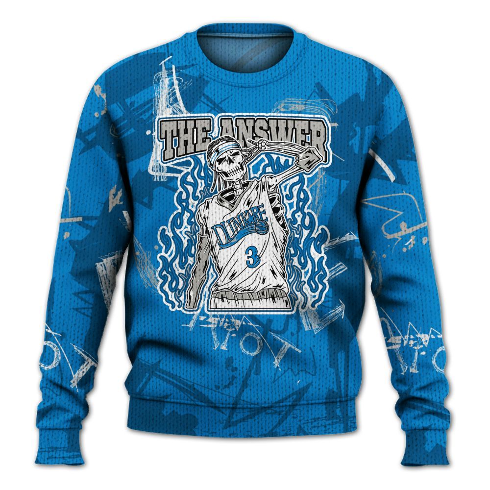 Knitted Sweater To Match Military Blue 4s - Allen Answer Skeleton Messyz