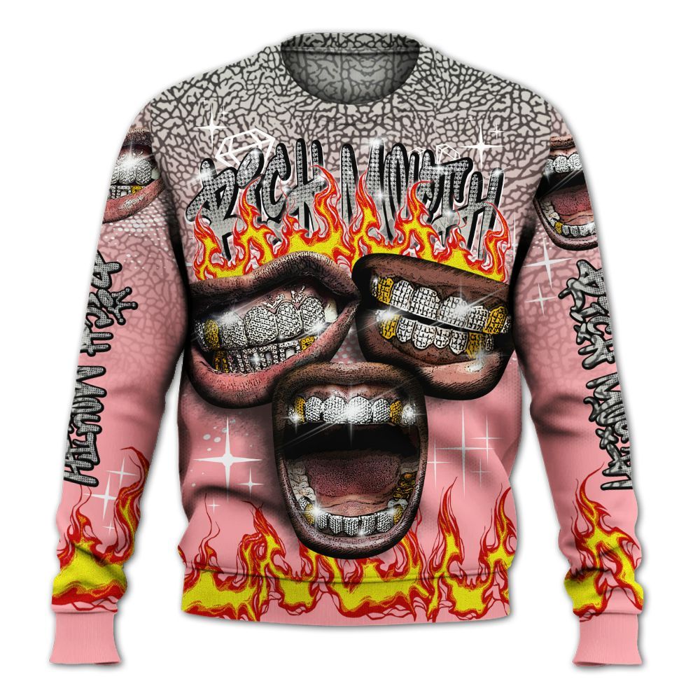 Sweatshirt To Match Retro Wings 3s - Rich Mouth Fire Rap Retro 90s All Over Print